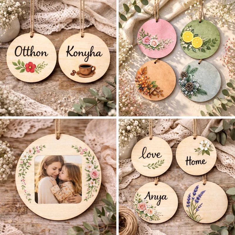 Fa kör lap lyukkal natúr 12cm 10db/csomag