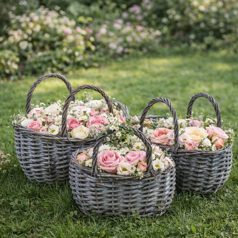 Fonott kosár szett szürke 3db/szett 18/#