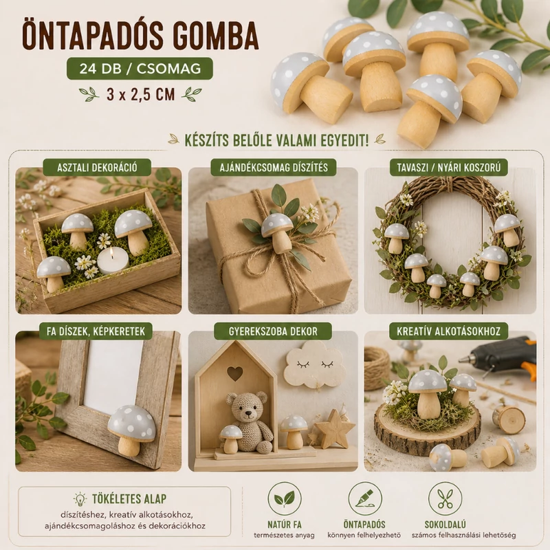 Öntapadós gomba 24db/csomag - KIFUTÓ
