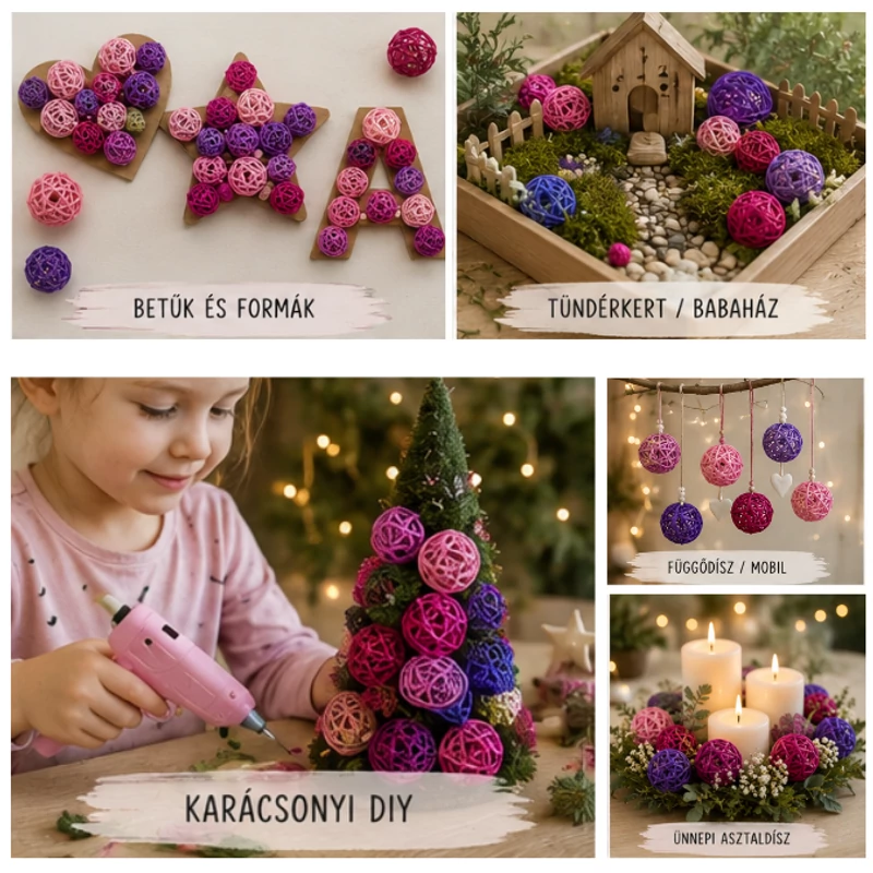 Vessző gömb lila 4cm 10db/csomag