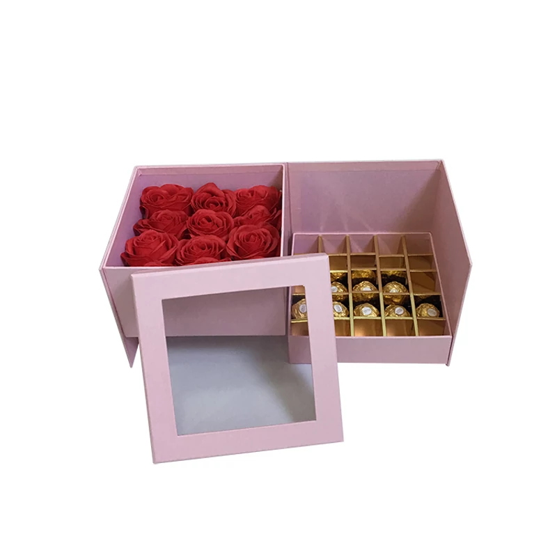 Virágbox és bonbon doboz tetővel - rózsaszín