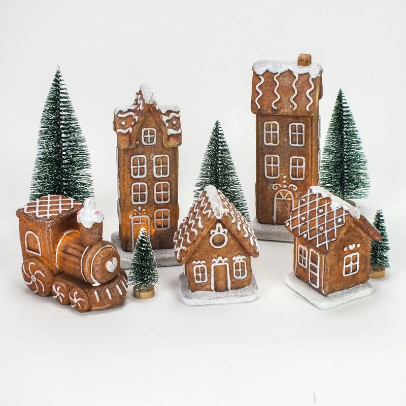 Világítós mézeskalács házikó 12db/dob