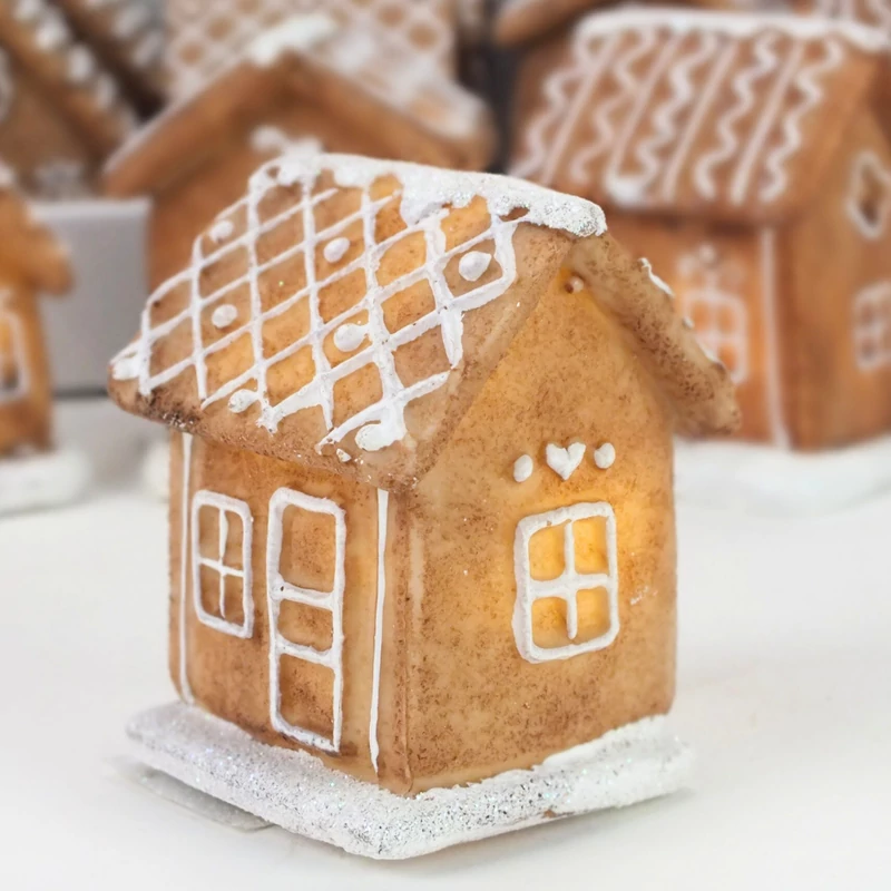 Világítós mézeskalács házikók 4féle 12db/dob  - OKOS ÁR!