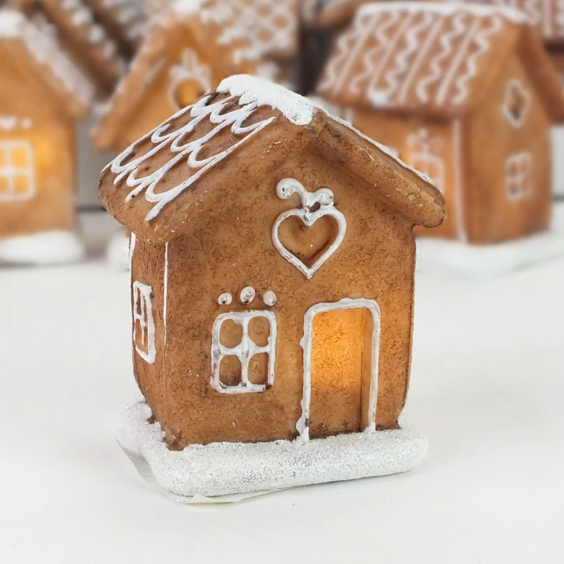 Világítós mézeskalács házikók 4féle 12db/dob  - OKOS ÁR!