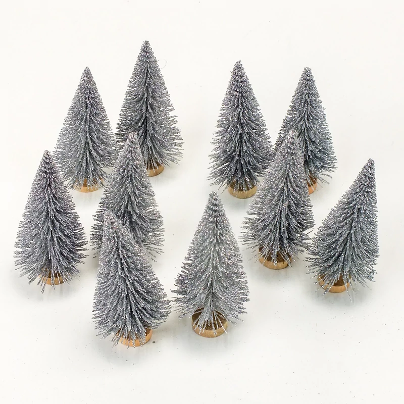 Dekor fenyőfa ezüst glitteres 10cm 10db/cs 