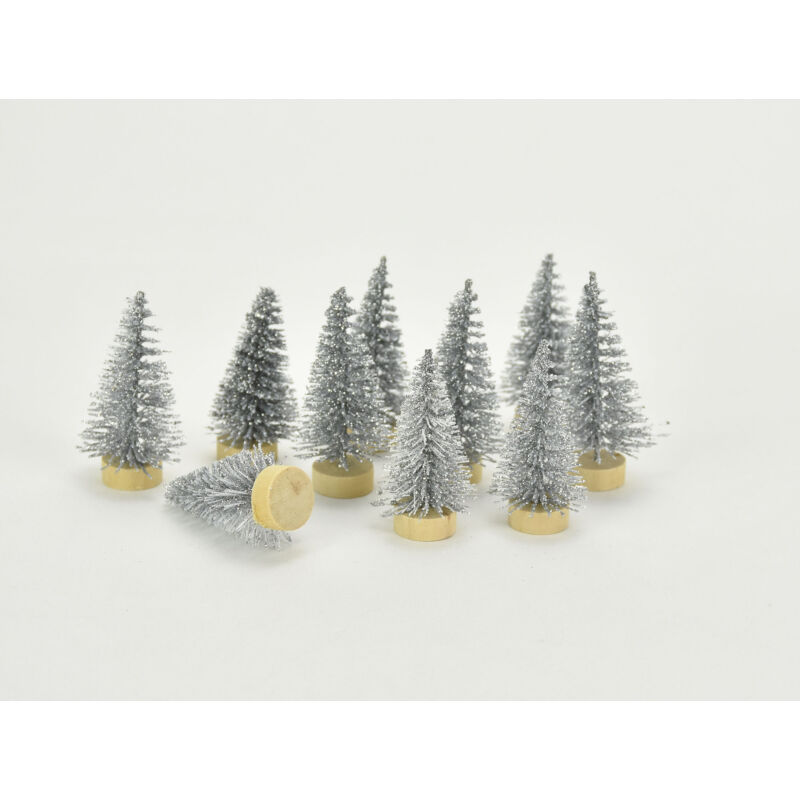 Dekor fenyőfa ezüst glitteres 4cm 10db/csomag