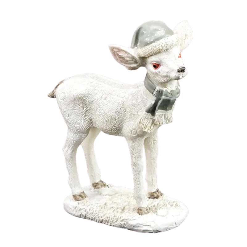 Kerámia glitteres álló fehér őzike sapkában 2 féle