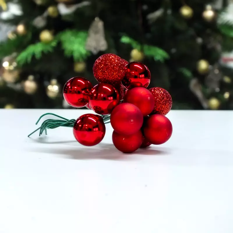 Mini karácsonyfadísz pick piros 12csokor
