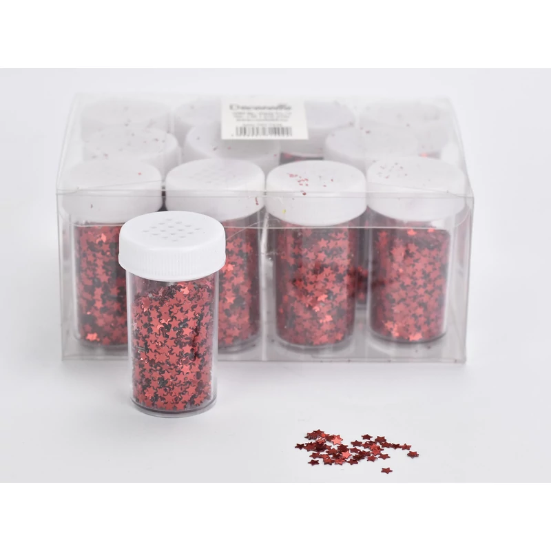 Csillag flitter piros 12db - OKOSÁR!