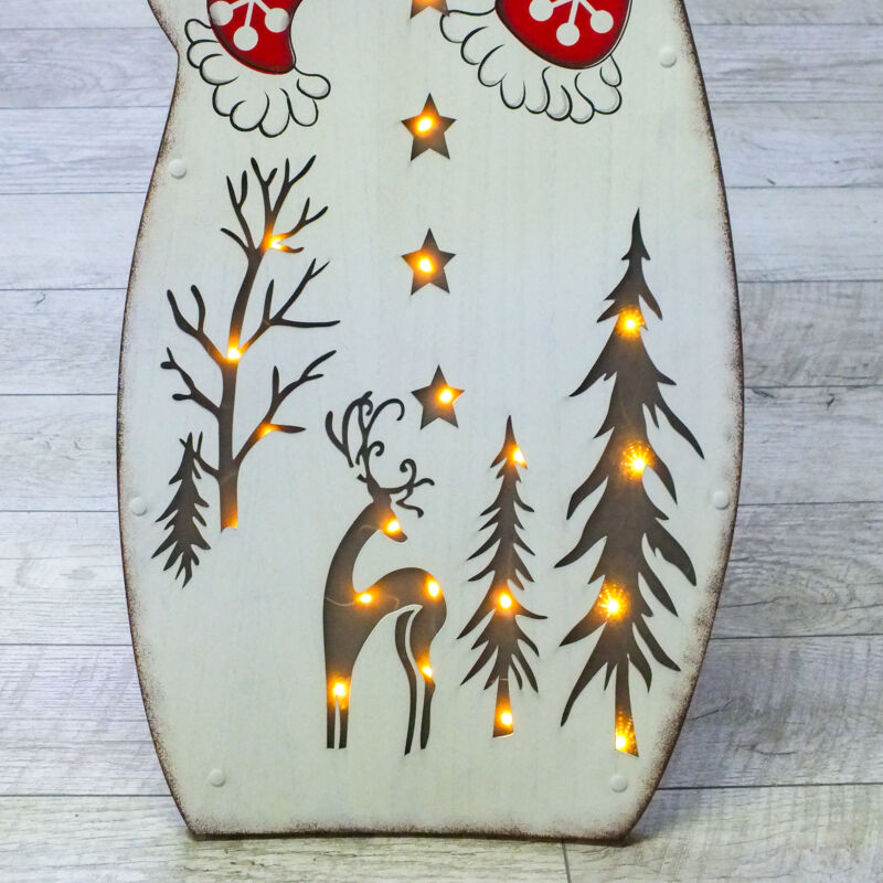 Világító portál dekoráció hóember - sapkás