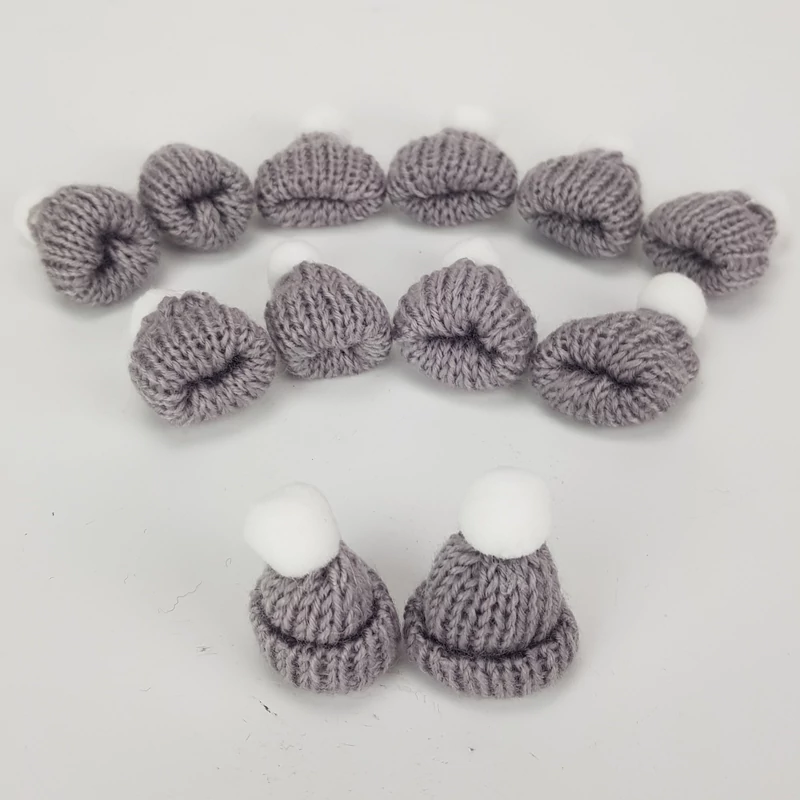 Mini kötött sapka szürke 12db/cs