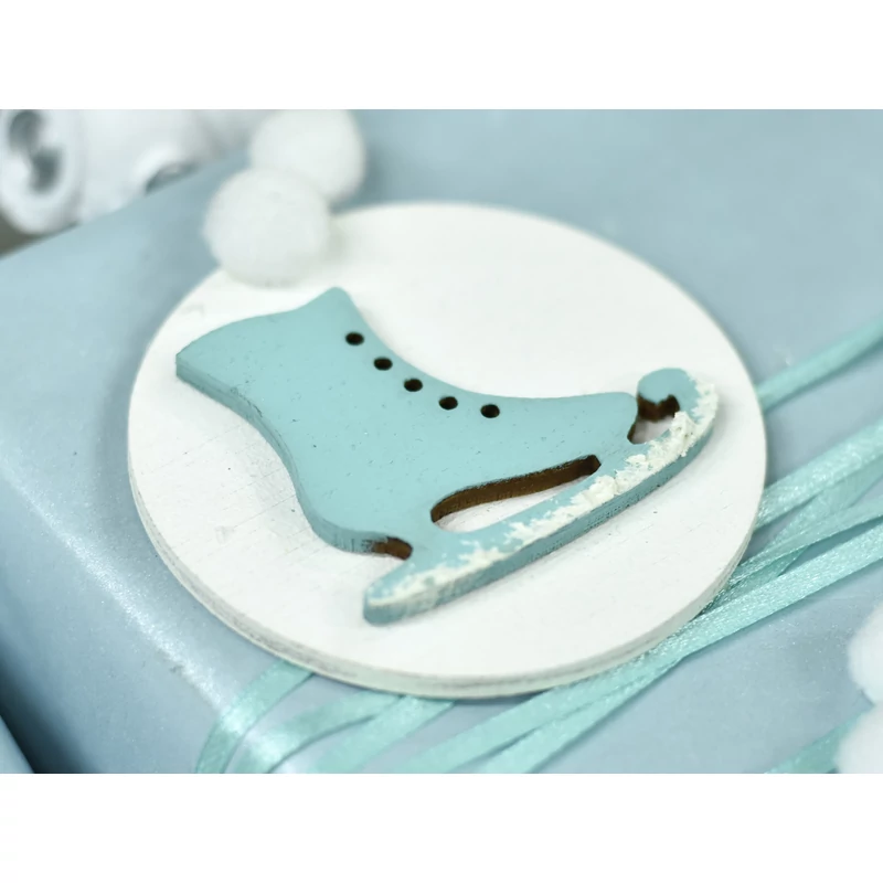 Natúr fa - Karácsonyi kör dísz szett 7cm 5db/csomag