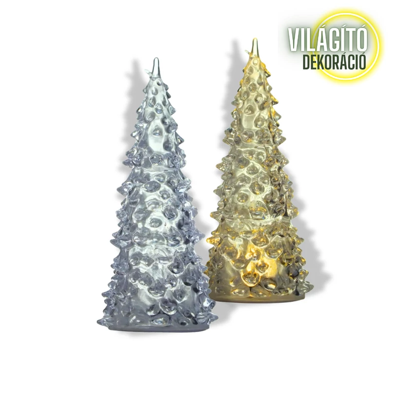 Akril mini karácsonyfa - világítós 17cm