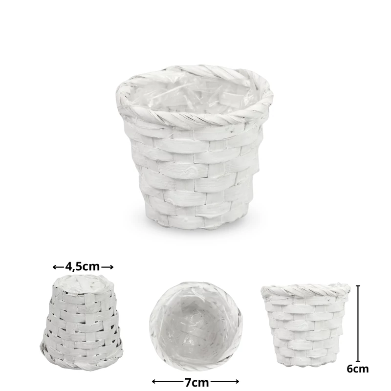 Bambusz kaspó fehér 7cm