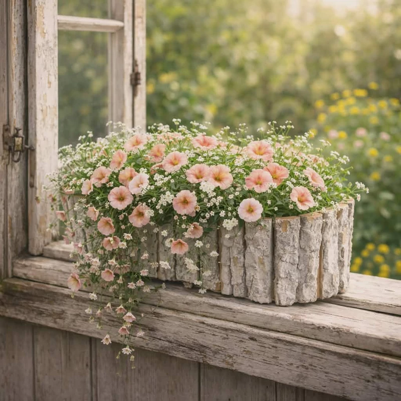 Fakéreg virágláda fehér 40x19x14cm