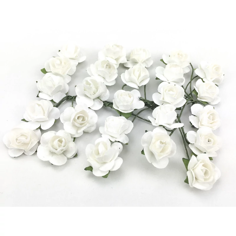 Papír rózsa fehér 1,6cm 25db/csomag