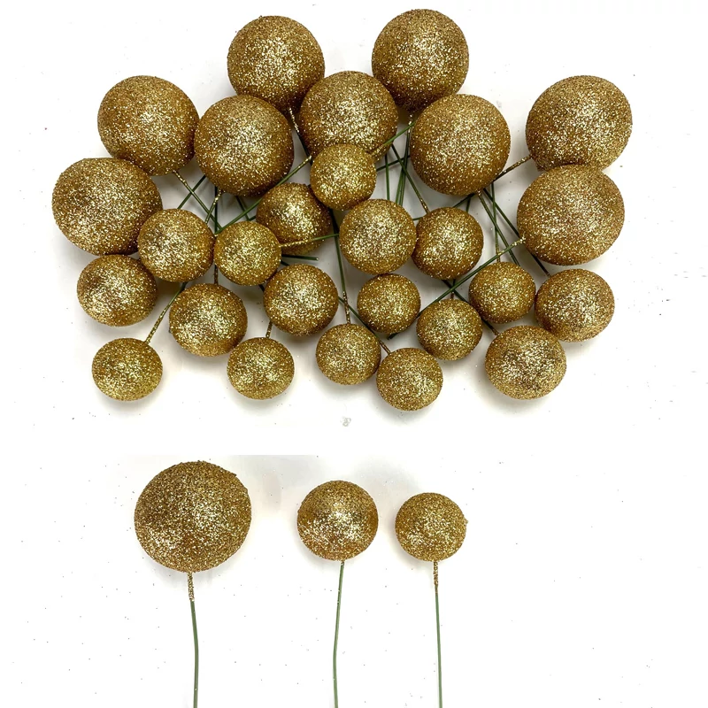 Csillámos gömb pick arany 30db/cs