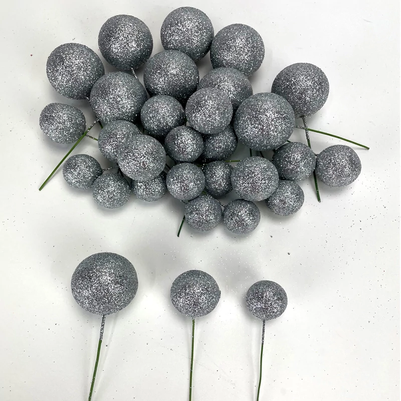 Csillámos gömb pick ezüst 30db/cs
