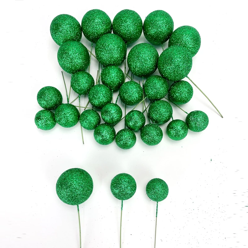 Csillámos gömb pick zöld 30db/cs