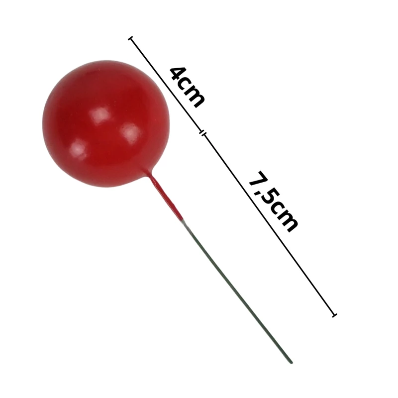 Beszúrós bogyó 4cm-es piros 12db/cs