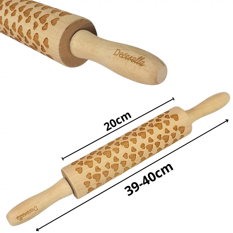 Kekszmintázó sodrófa - Szíves 38cm