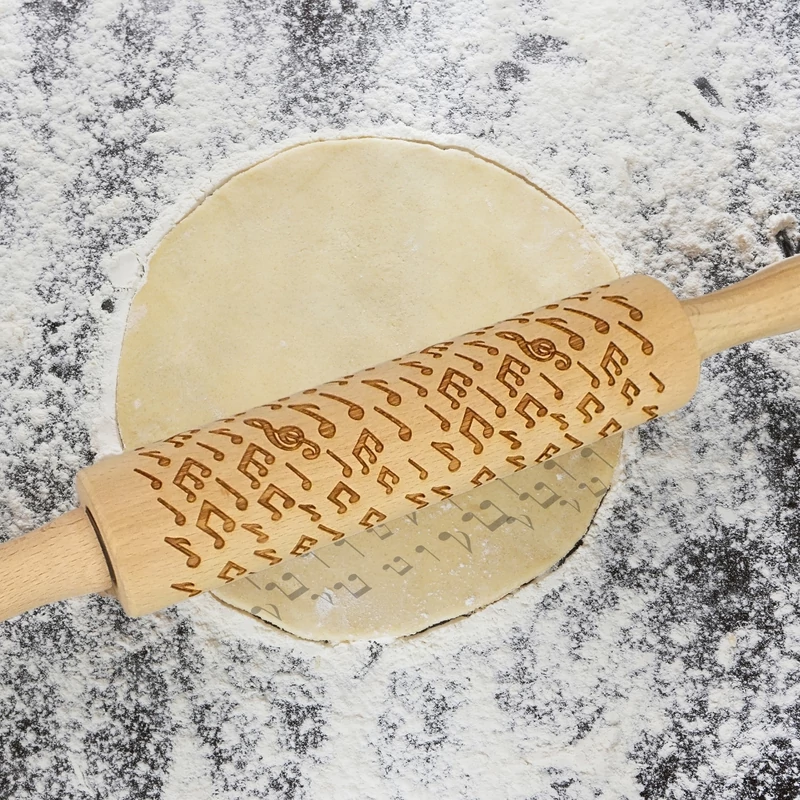 Kekszmintázó sodrófa - Hangjegy 38cm