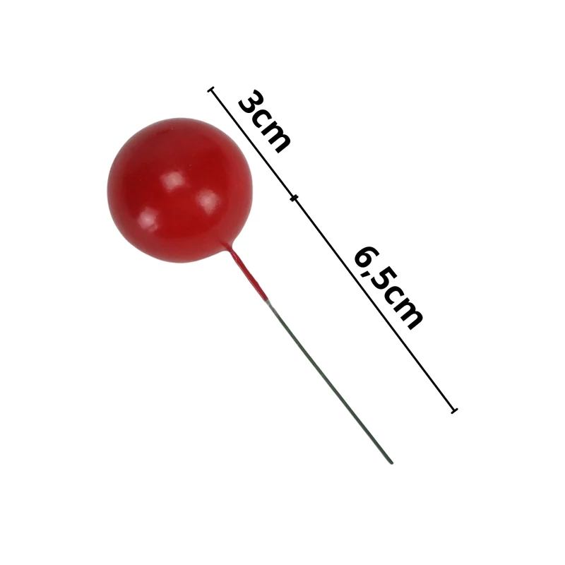 Beszúrós bogyó 3cm-es piros 15db/cs