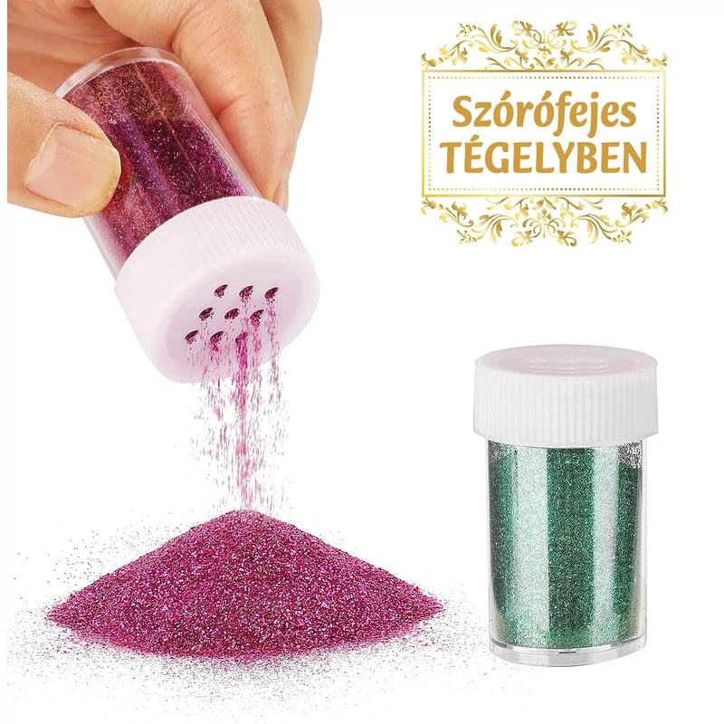 Csillámpor 15g, szórófejes tégelyben - TÖBBFÉLE SZÍNBEN