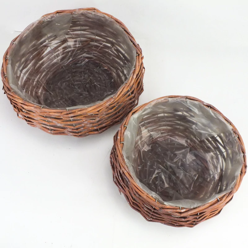 Virágkötészeti fonott tál bélelt 2db/szett 6/# 30*15cm,  25*12cm