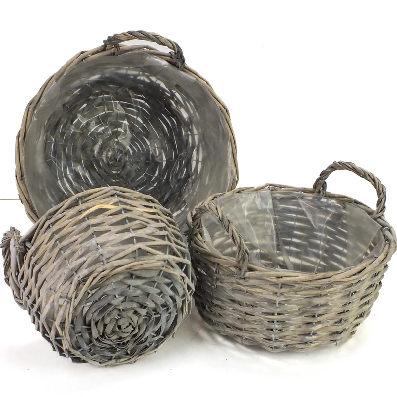  Kerek vessző fonott füles tál 3db/szett 12/#