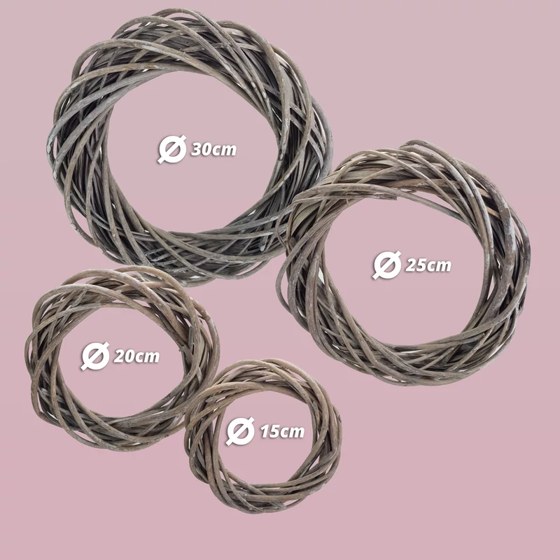 Vessző koszorú szürke 20cm