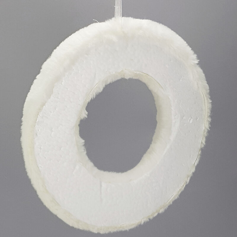 Szőrmés polisztirol félkoszorú 25cm fehér