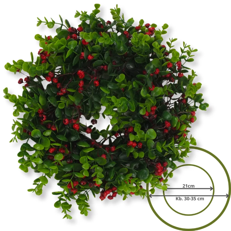 Koszorú piros bogyókkal 39cm 