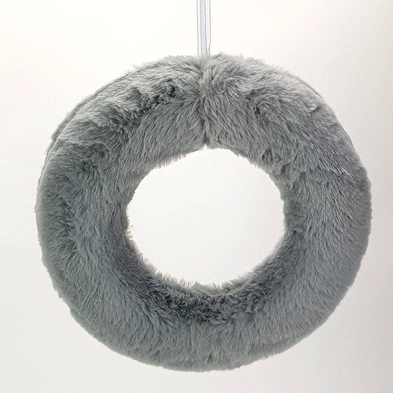 Szőrmés polisztirol félkoszorú 25cm szürke