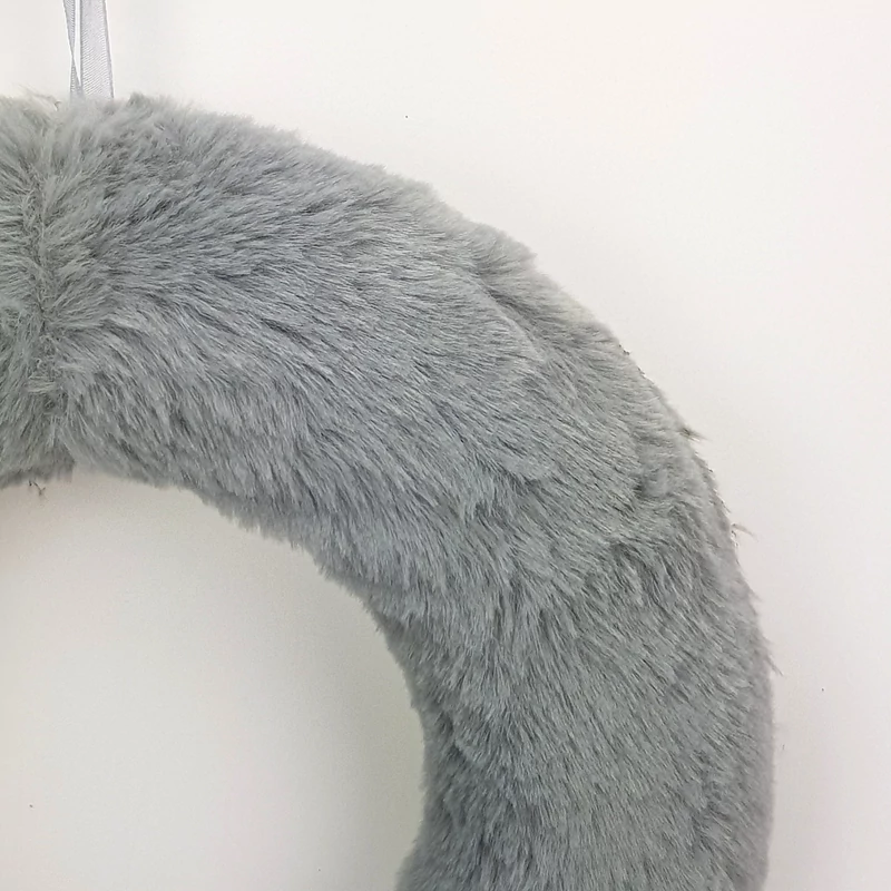 Szőrmés polisztirol félkoszorú 20cm szürke