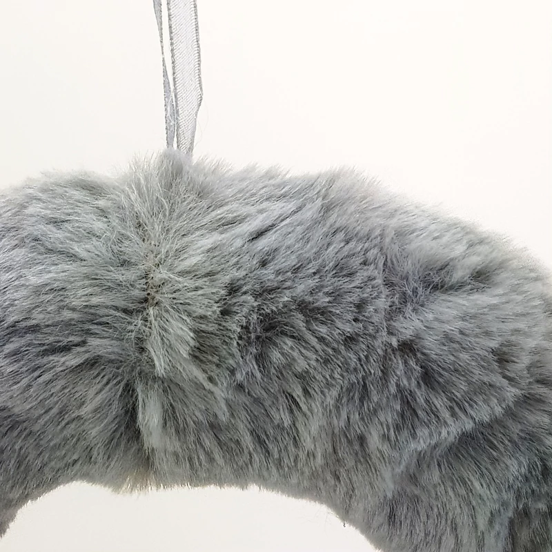 Szőrmés polisztirol félkoszorú 20cm szürke