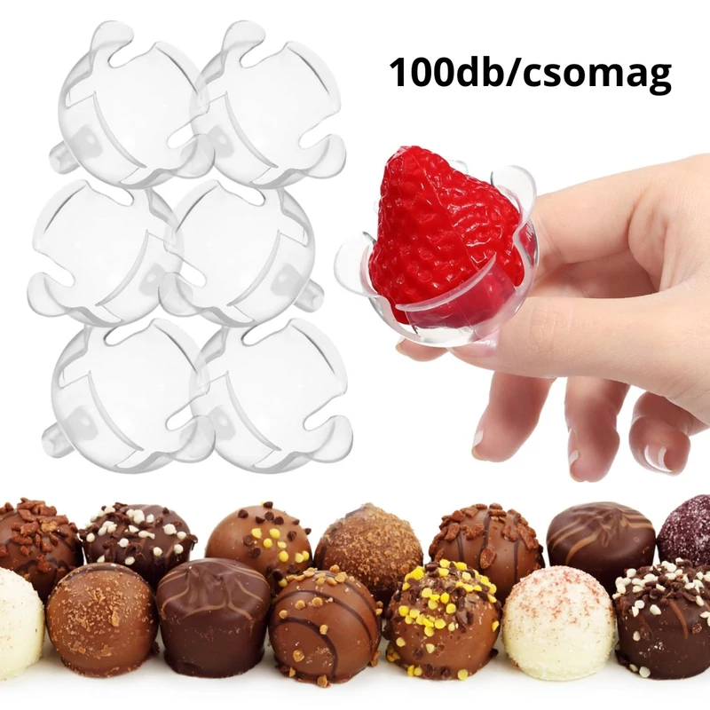 Bonbon tartó félgömb pálcázható opálos 4cm 100db/csomag