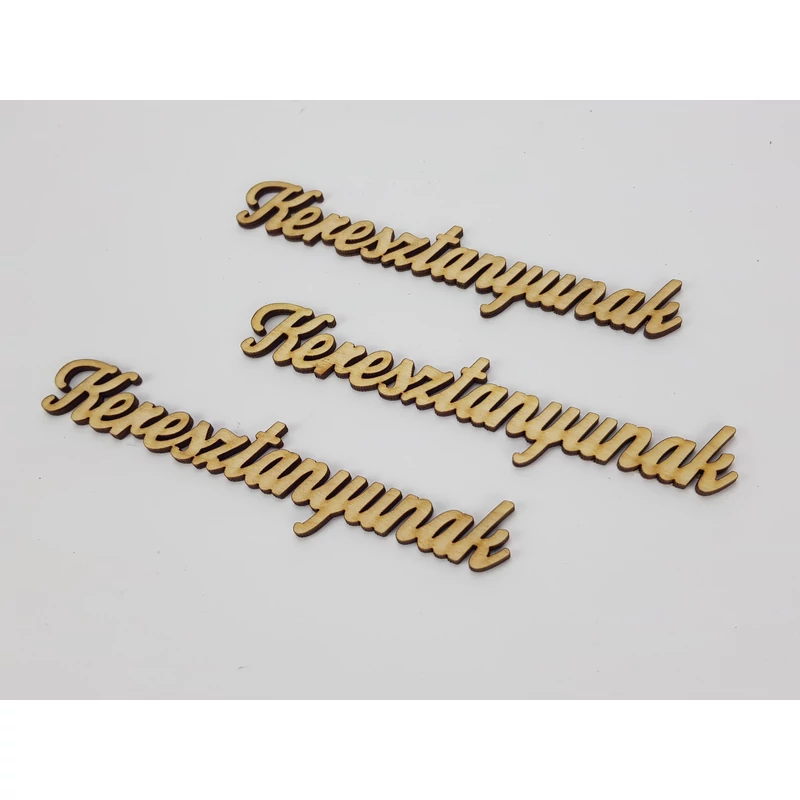 Natúr fa - "Keresztanyunak" felirat  15cm 3db/csomag