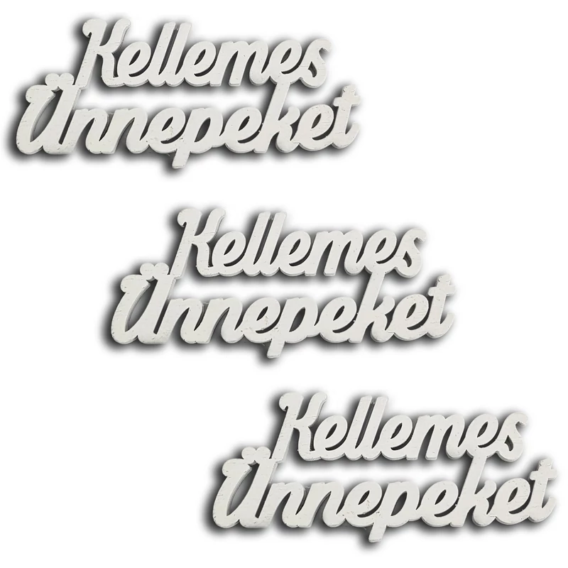 Kellemes Ünnepeket felirat fehér15cm 3db/csomag