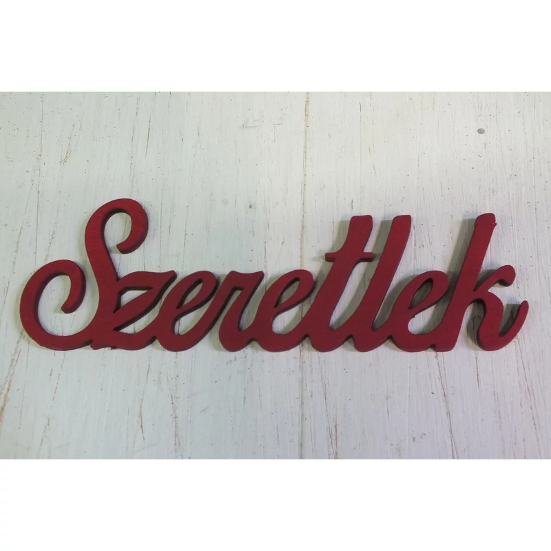 Szeretlek felirat meggypiros 15cm