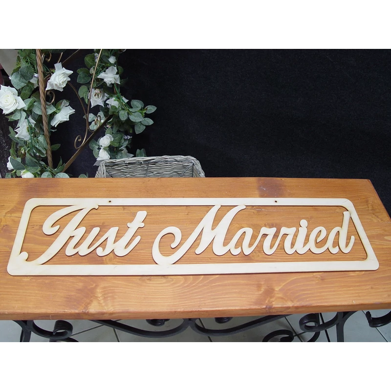 Natúr fa - "Just married" felirat 70cm