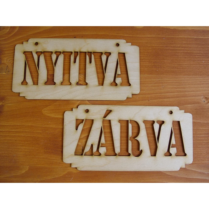 Natúr fa - "ZÁRVA - NYITVA" áttört tábla 10x20cm - KIFUTÓ