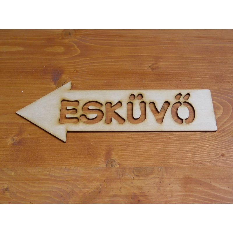 Natúr fa - Esküvő tábla 30cm , balra hagyományos