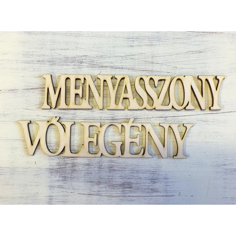 Natúr fa - Menyasszony+vőlegény felirat szett