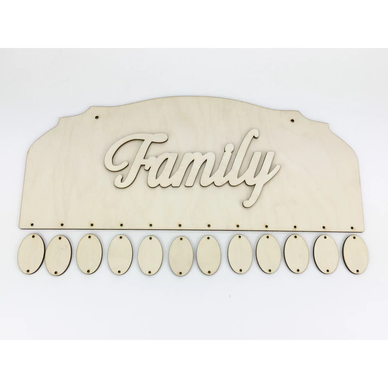 Natúr fa - "Family" felirat 9x18cm