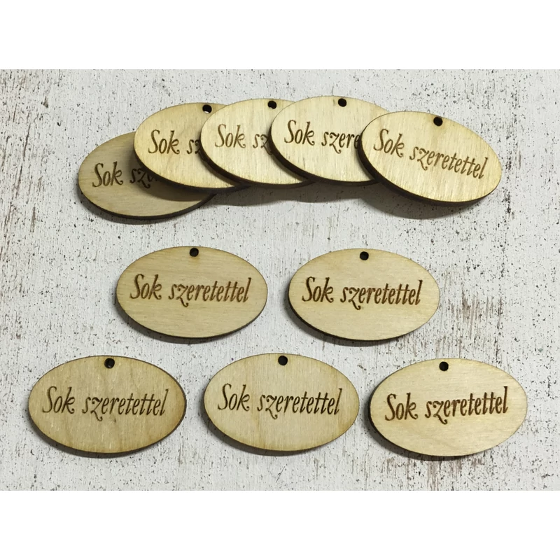 Natúr fa - "Sok szeretettel" ovál táblák 