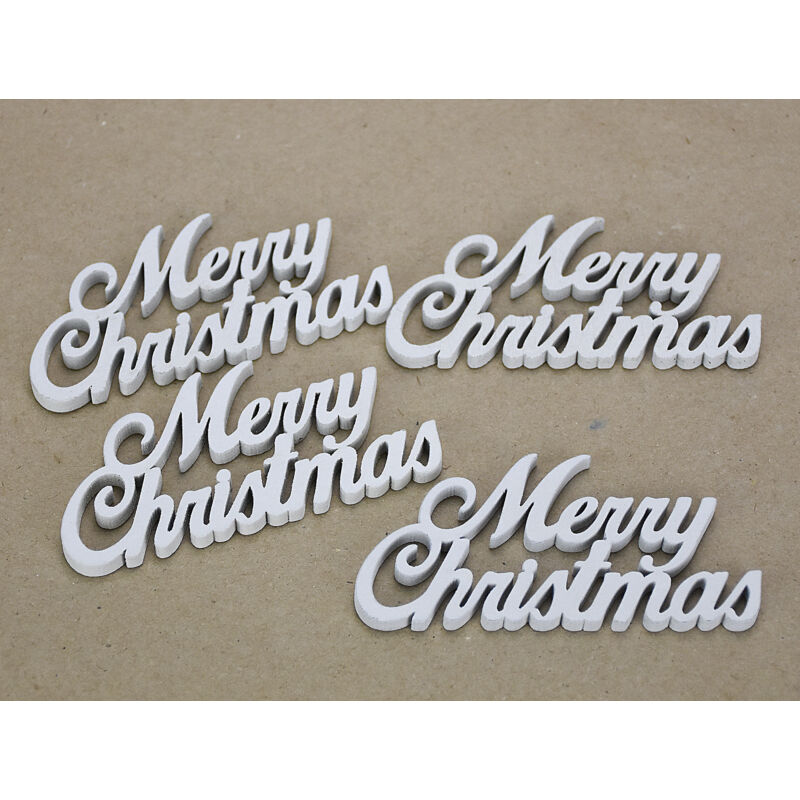 Merry Christmas felirat 10cm fehér 4db/csomag