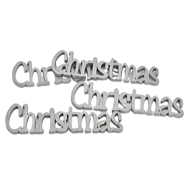 Christmas felirat ezüst 15cm 4db/csomag