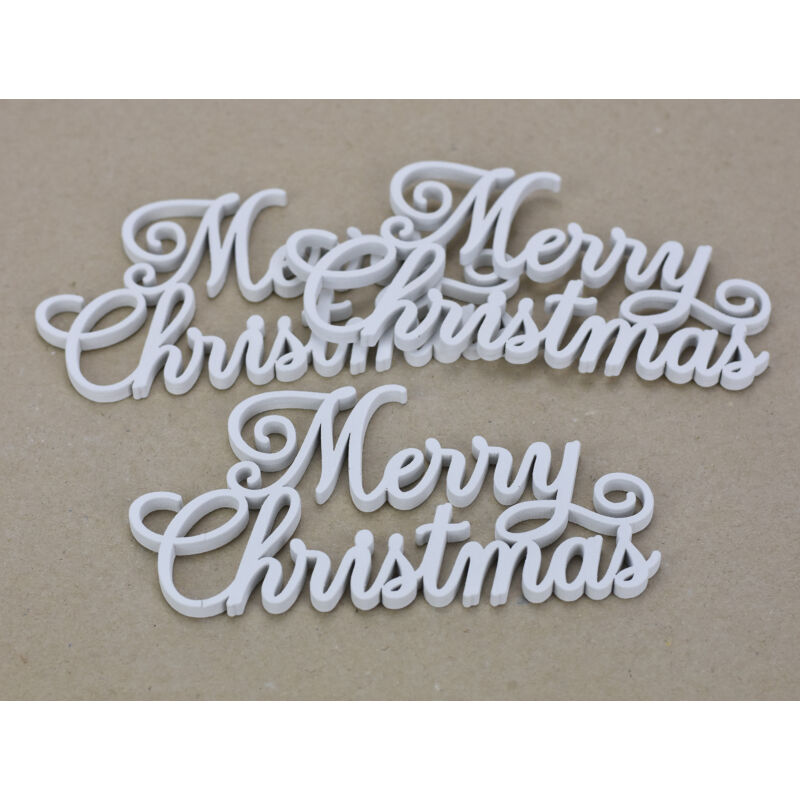 Merry Christmas felirat elegáns fehér 15cm 3db/csomag