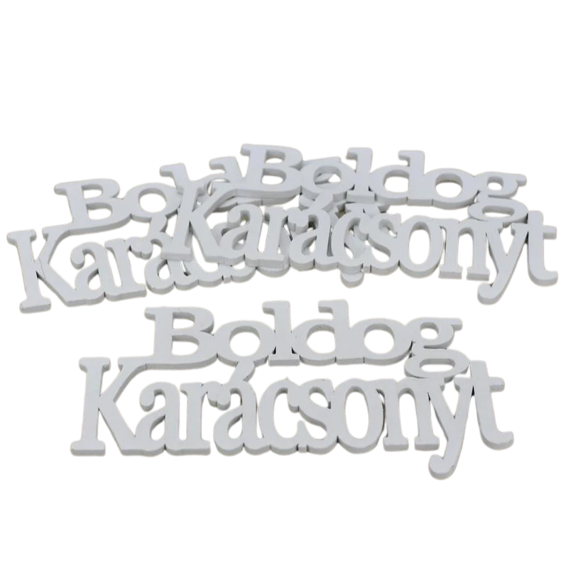 Fa - "Boldog Karácsonyt" felirat koszorúra fehér 21cm 3db/csomag